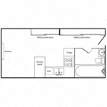 Floor plan for studio, 1 bath, 370 sqft